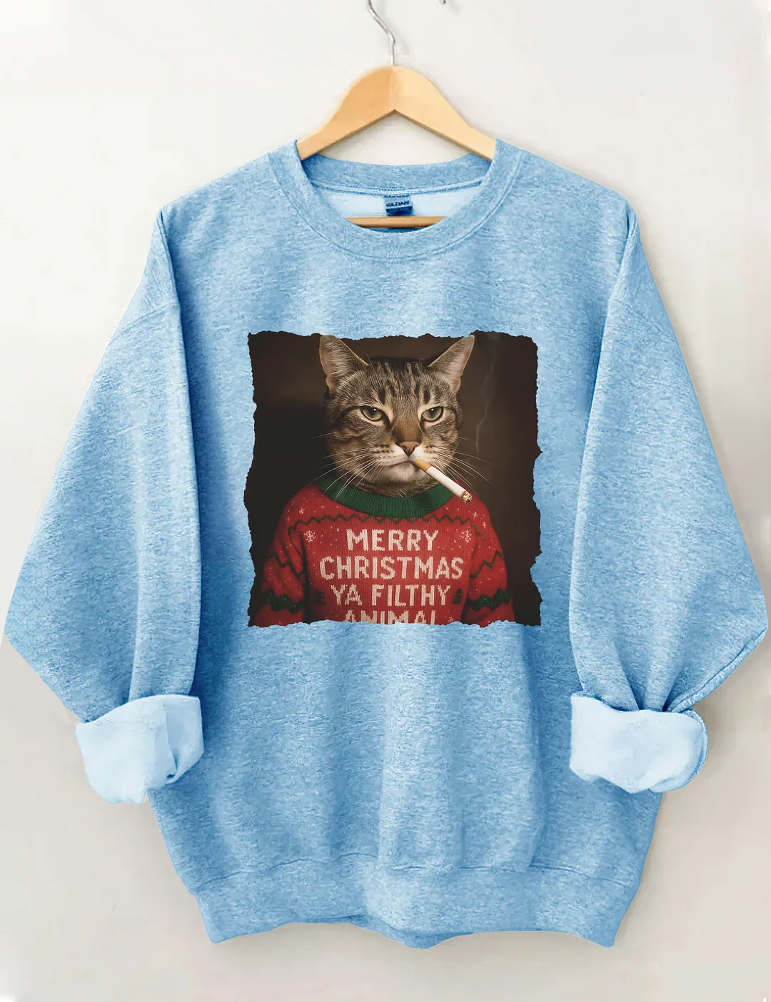Funny Christmas Smoking Cat Sweatshirt