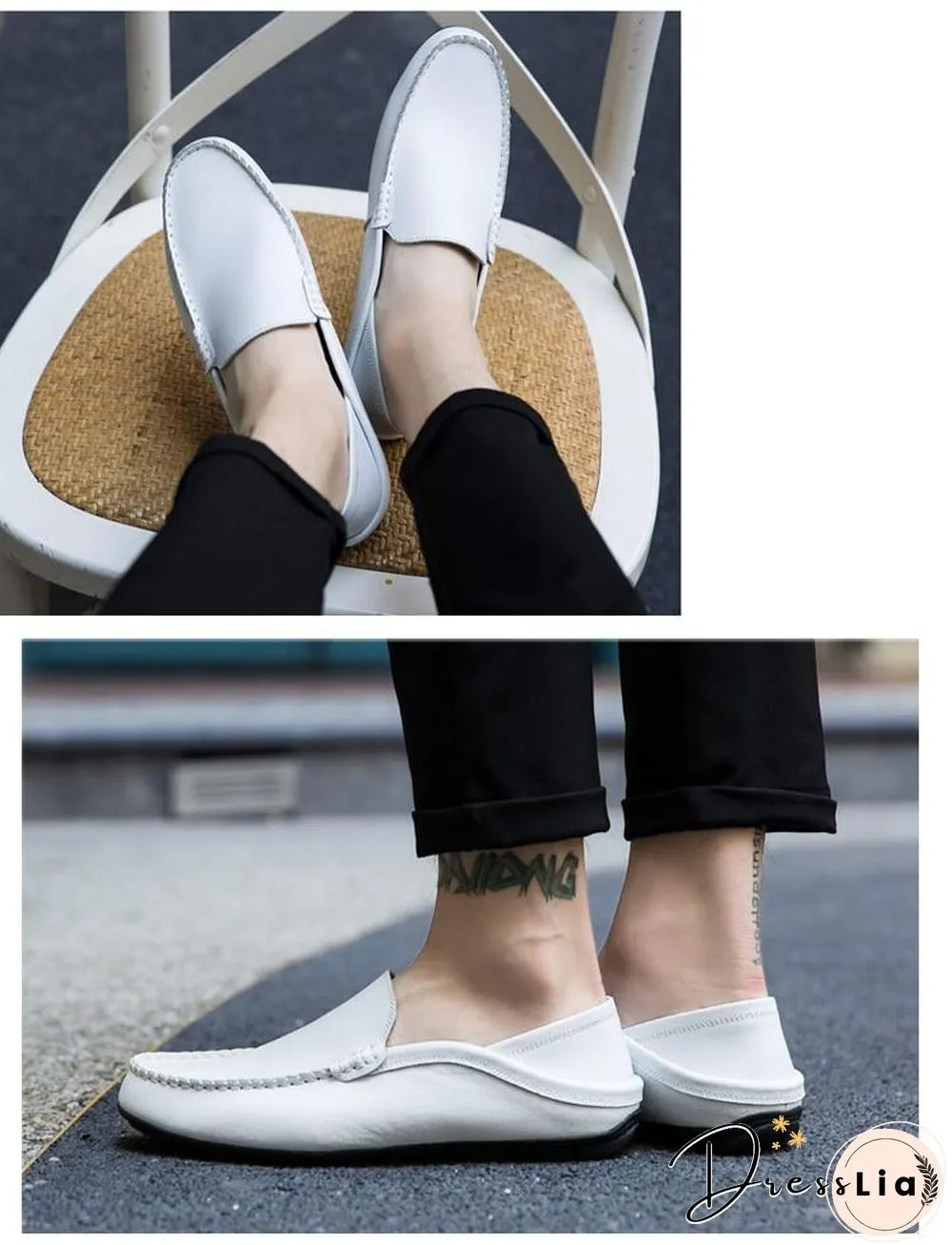 slip on casual men loafers mens moccasins shoes genuine leather men's flats shoes