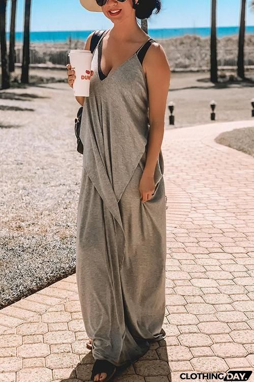 Deep V Neck Slip Maxi Dress