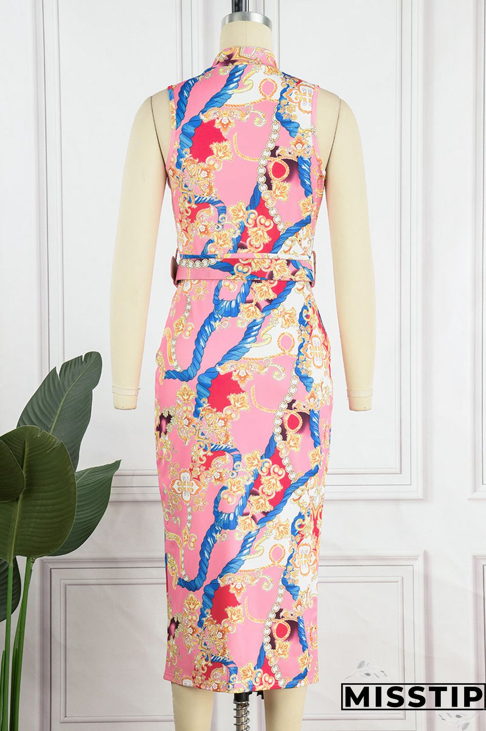 Pink Casual Print Solid Patchwork Sleeveless Dress Dresses