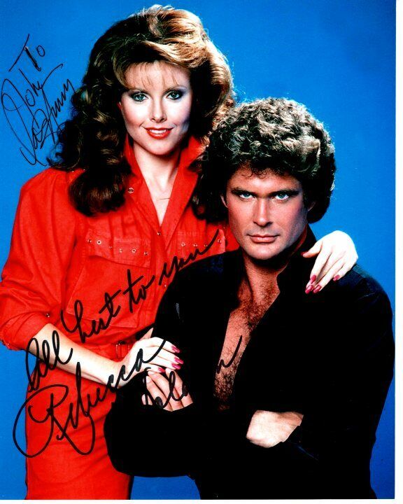 DAVID HASSELHOFF and REBECCA HOLDEN Signed NIGHT RIDERPhoto Poster paintinggraph - To John