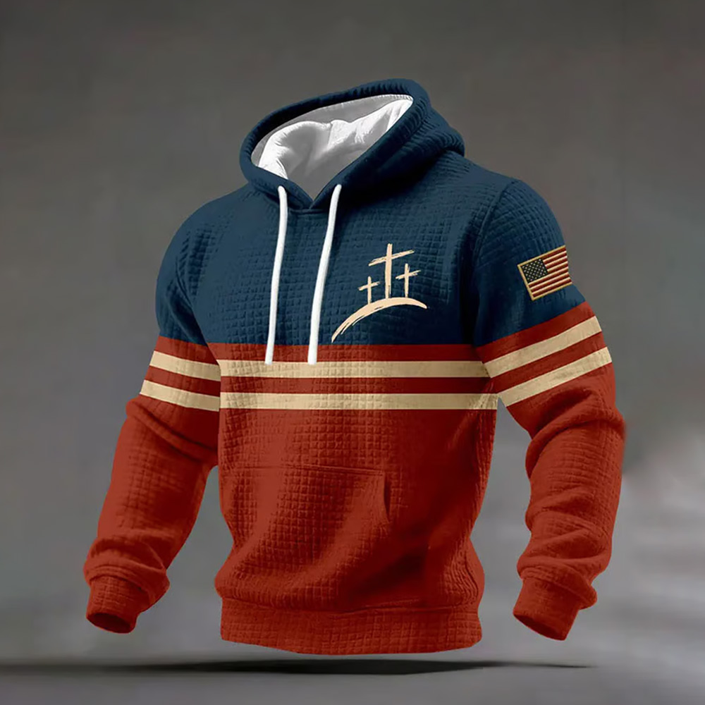 Men's Casual Cross Faith Printed Hooded Sweatshirt wearshes