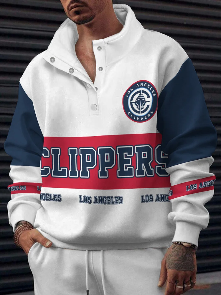 LA Clippers  2025 New Design Casual Snap Mockneck Pullover