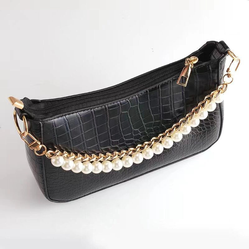 Imitation Pearl Alloy Solid Color Bag Chain
