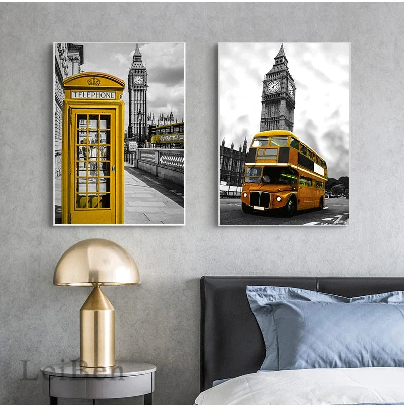 Nordic s And Prints Paintings For Living Room Wall Art Decorative Pictures Canvas Print City London Paris Landscape