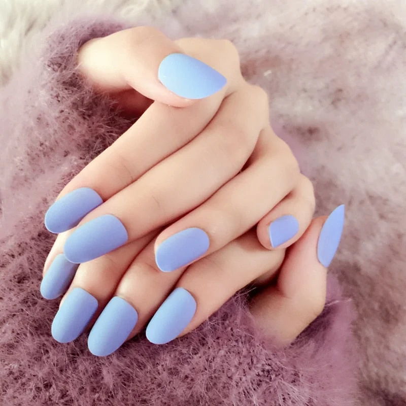 Matte Short Nails Squoval Pink Frosted Nails Press On Nails Artificial Scrub Designed Supplies For Professionals Full Cover Nail-Nail Inspo