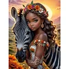 >SALE<5D DIY Full Round Drill Diamond Painting Zebra & Girl Decor Art Craft 30x40cm