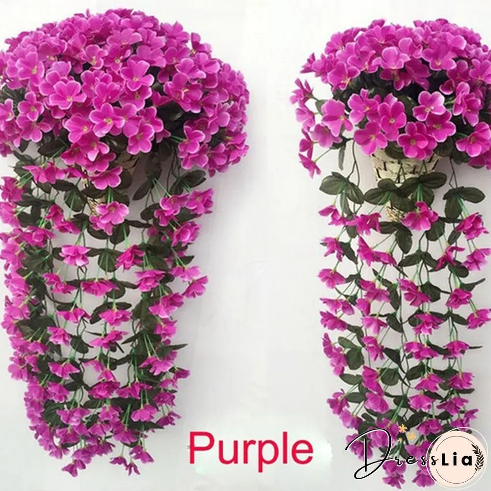 Colors 1Pcs Home Simulation Hanging Wall Artificial Fake Silk Violet orchid Flower Rattan