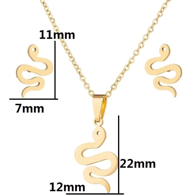 Fashion Animal Stainless Steel Plating Earrings Necklace 1 Set