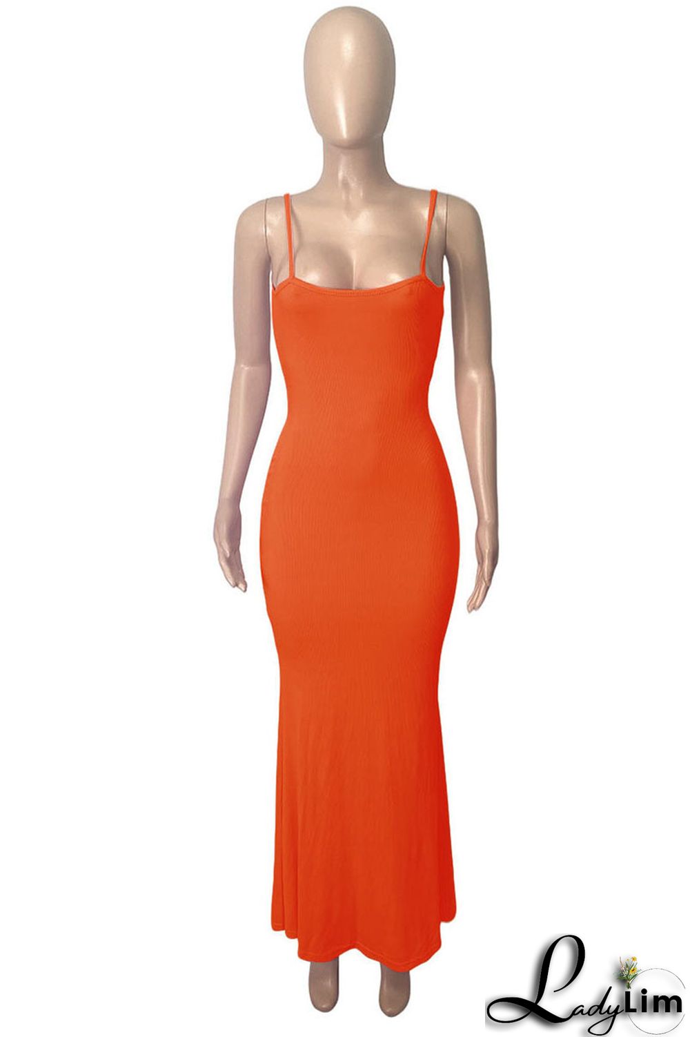 Red Sexy Solid Split Joint Spaghetti Strap Sling Dress Dresses