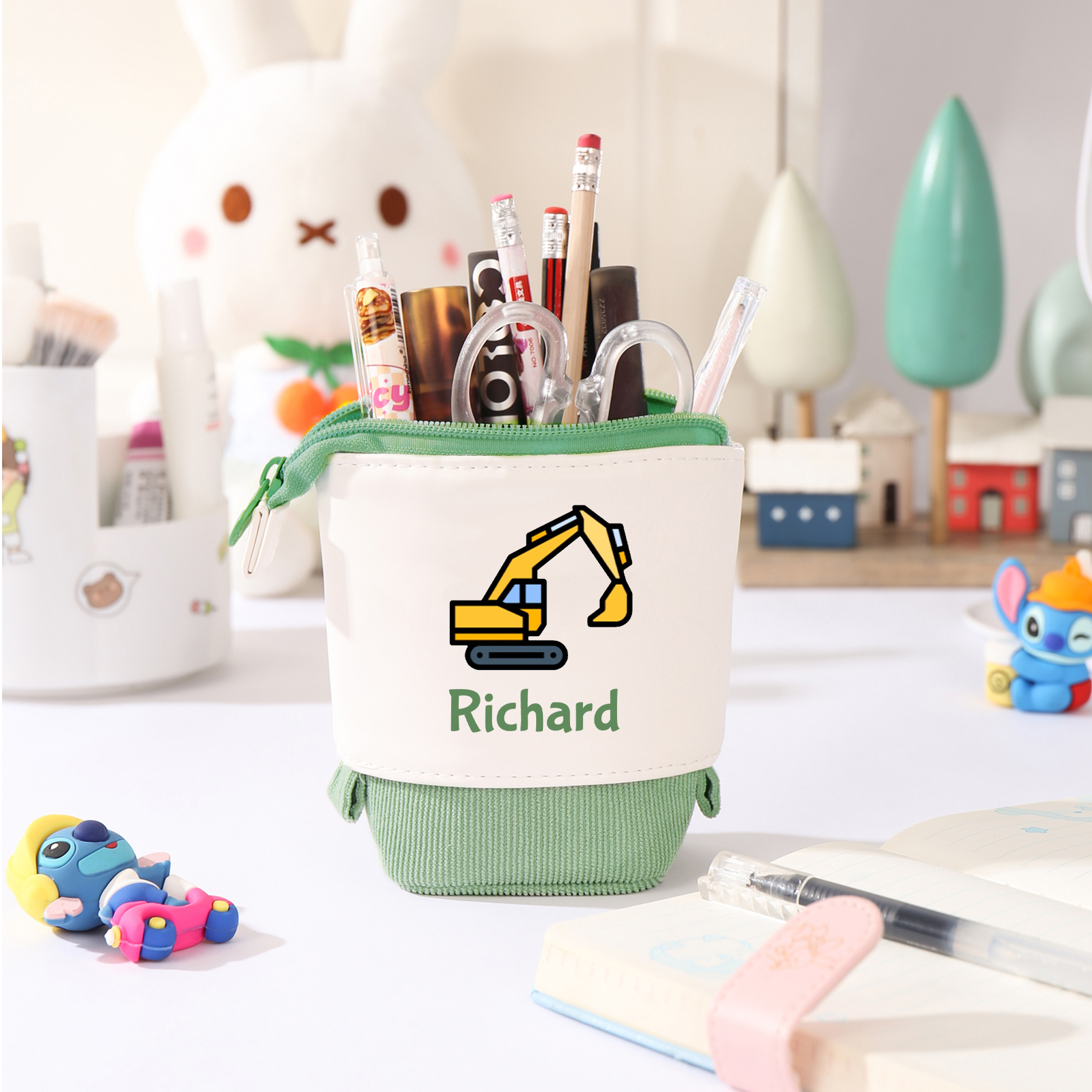 Personalised Pencil Case Custom Name & Vehicle Pattern Pen Pouch Back To School Gift for Sons Daughters-Jessemade AU