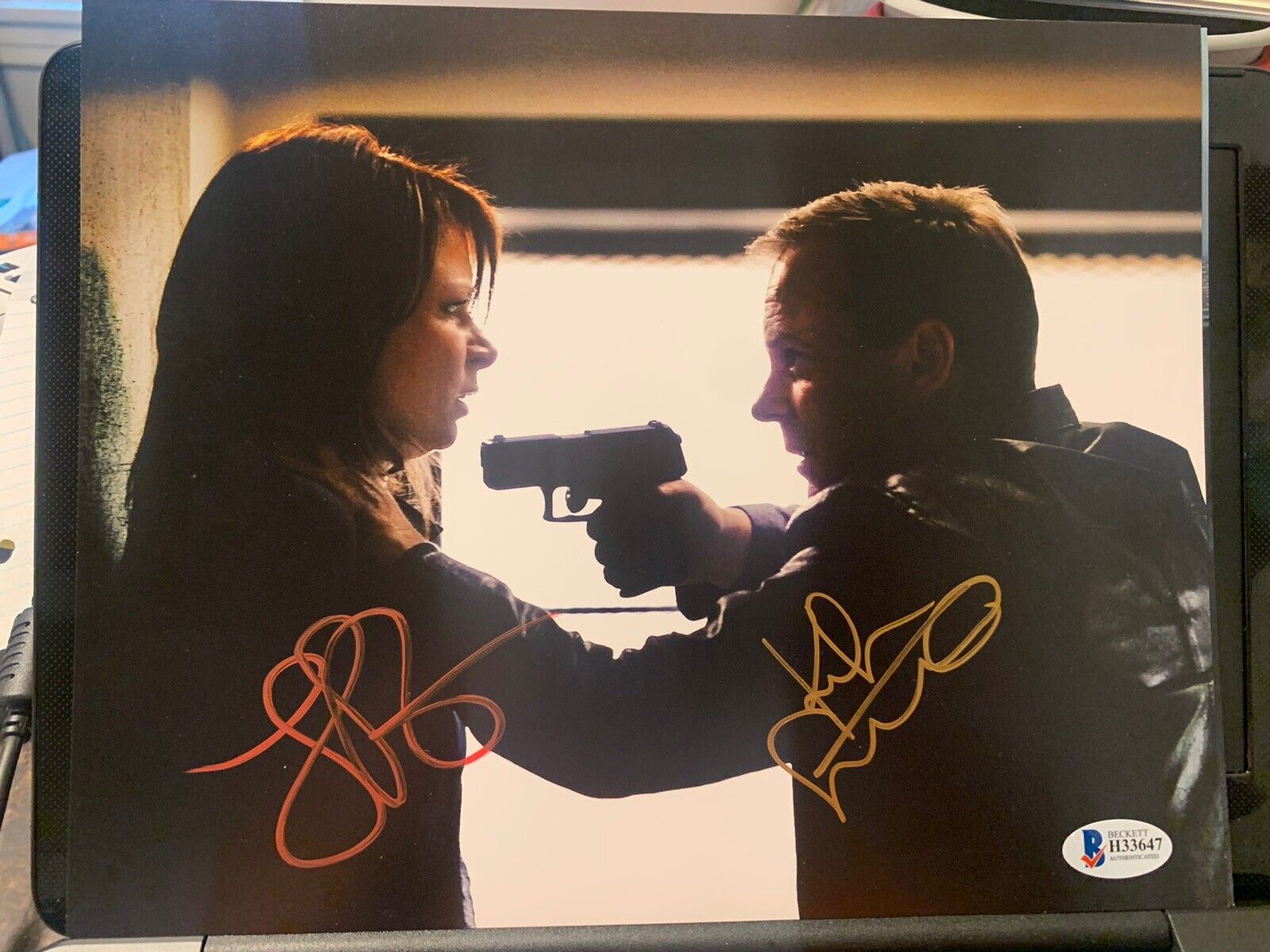 Kiefer Sutherland & Mary Lynn Rajskub Signed 8x10 Photo Poster painting Autograph 24 D1 Beckett