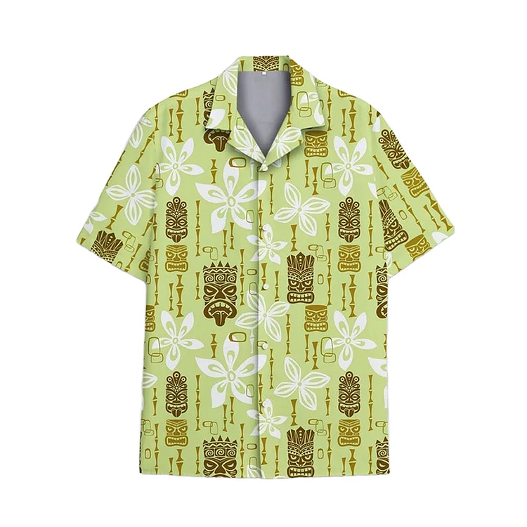 Simpfit Vintage Tiki Hawaiian Beach Aloha Kurzarm Herrenhemd
