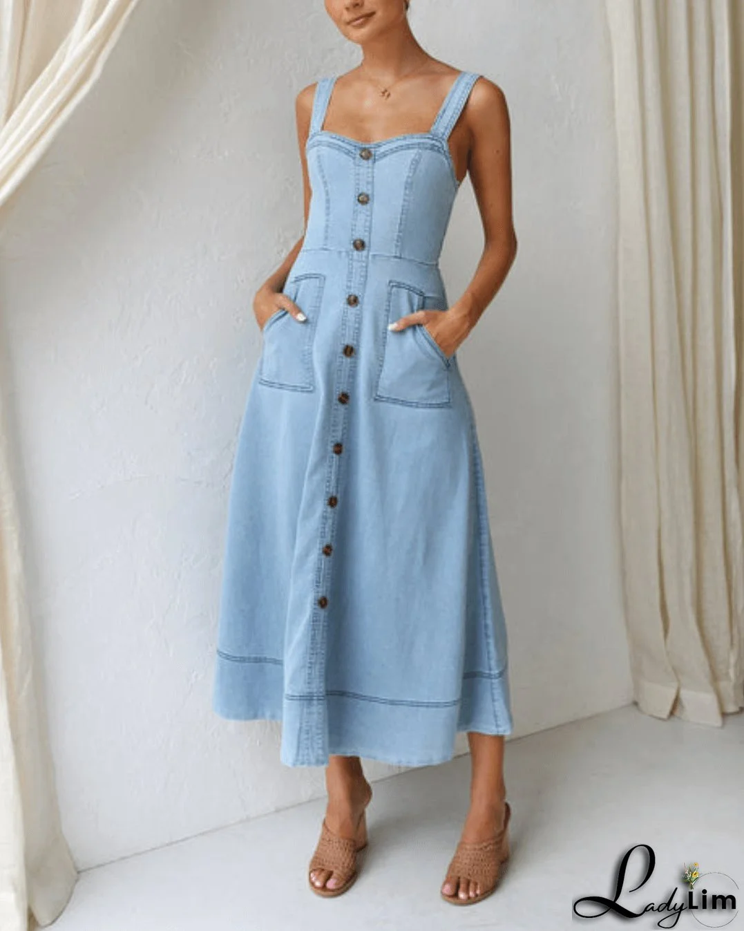 Blue Denim Maxi Dress