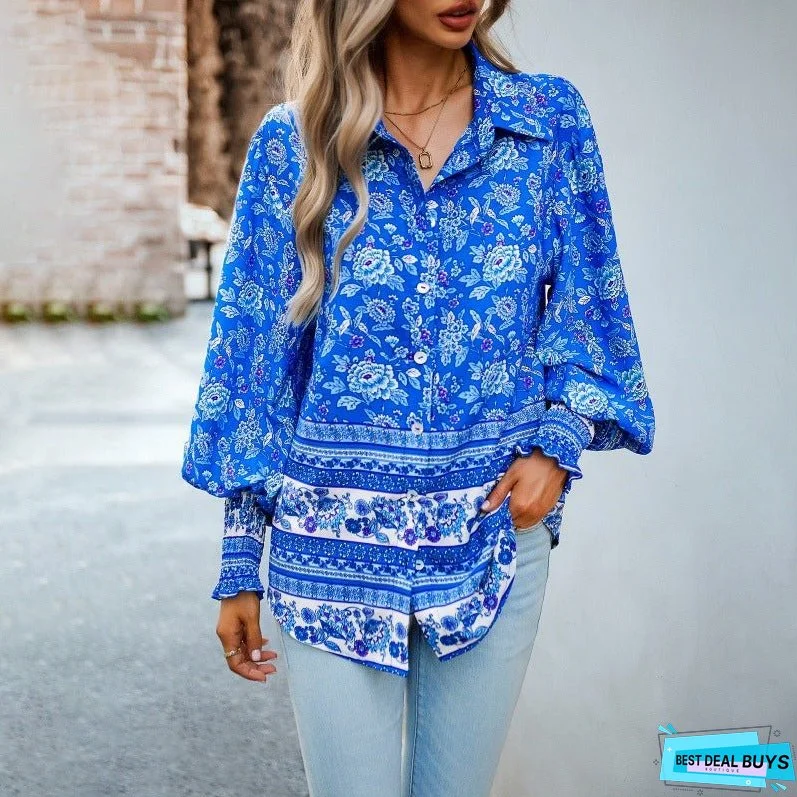 Printed Shirt Women's Long Sleeve