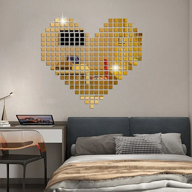 100pcs Round Ball Room Bathroom Decor Acrylic Wall Mirror Irregular Mirror Living Room Decoration Mini Sticker Mirror