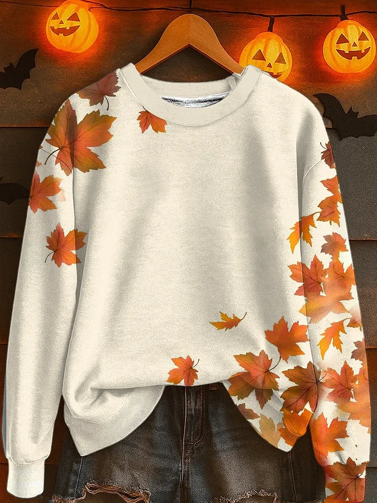 Women's Casual Autumn Maple Leaf Sweatshirt 