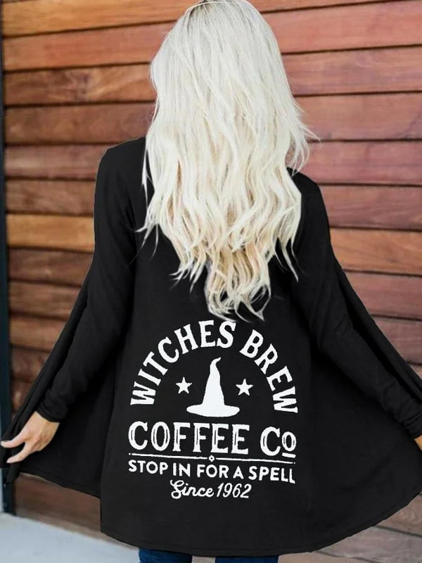 Witches Brew Coffee Co Stop In For A Spell Since 1962 Women'S Printed Cardigan. socialshop