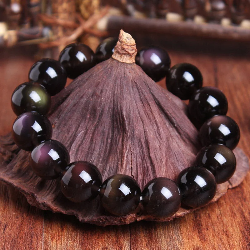 Natural Rainbow Obsidian Positive Bracelet