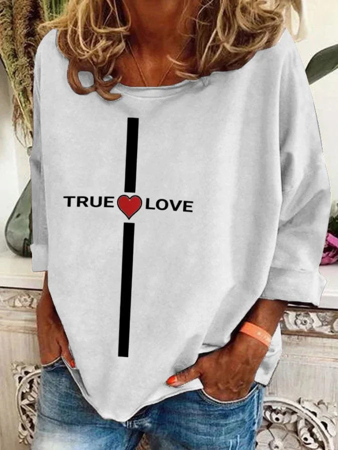 Women'S  True Love Print Sweatshirt