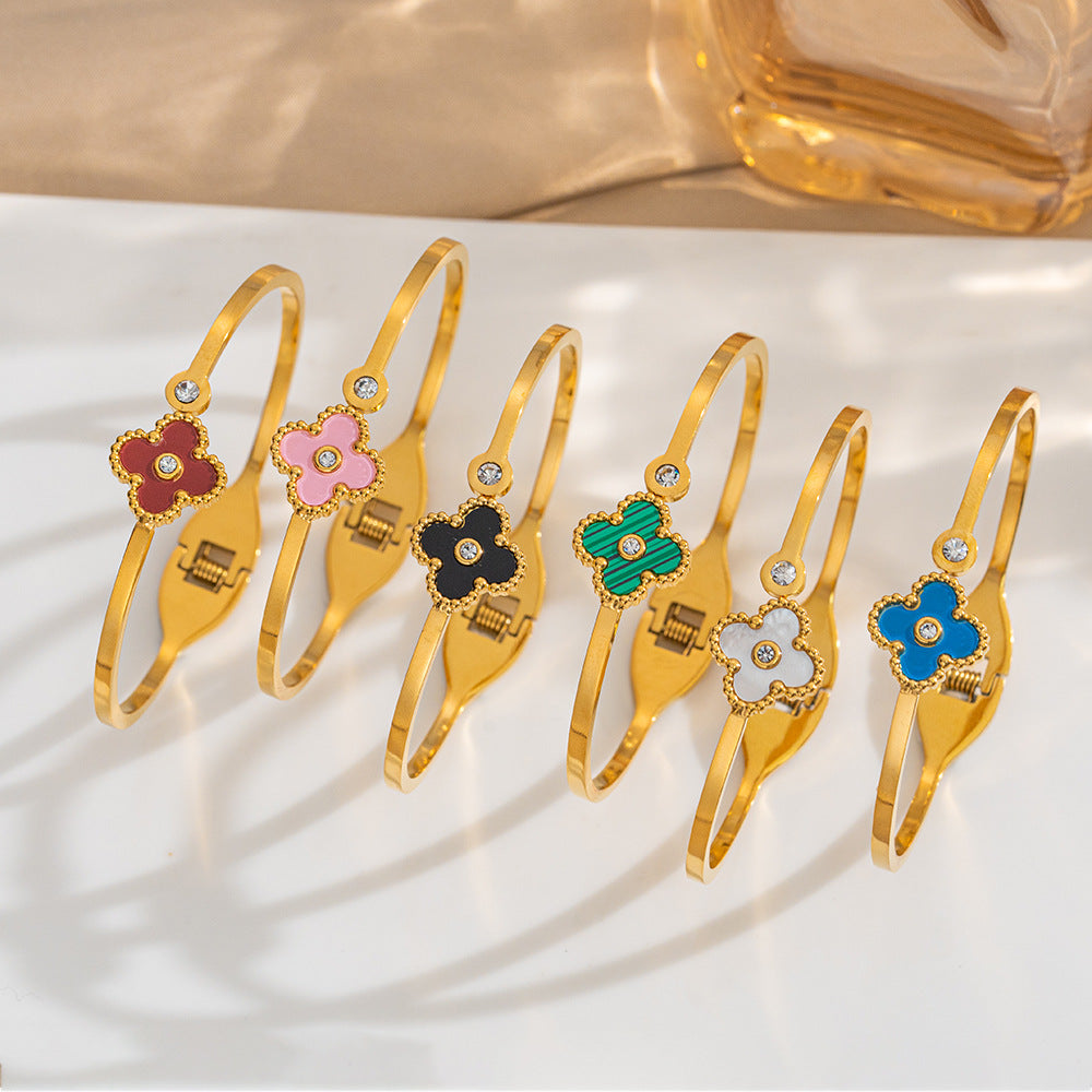 Hot Sale Diamond Titanium Steel Bracelet For Women High-Grade Stainless Steel Open Bracelet