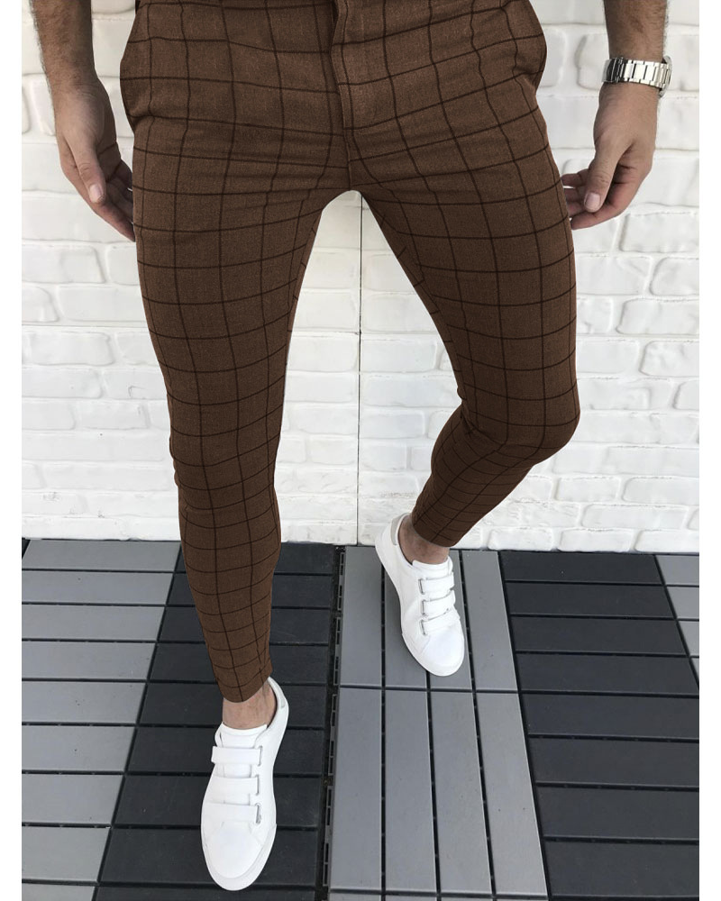Men's plaid casual pencil pants