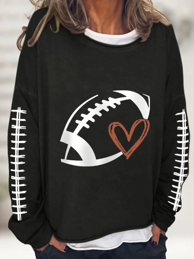 Women's Football Love Casual Long-Sleeve T-Shirt socialshop