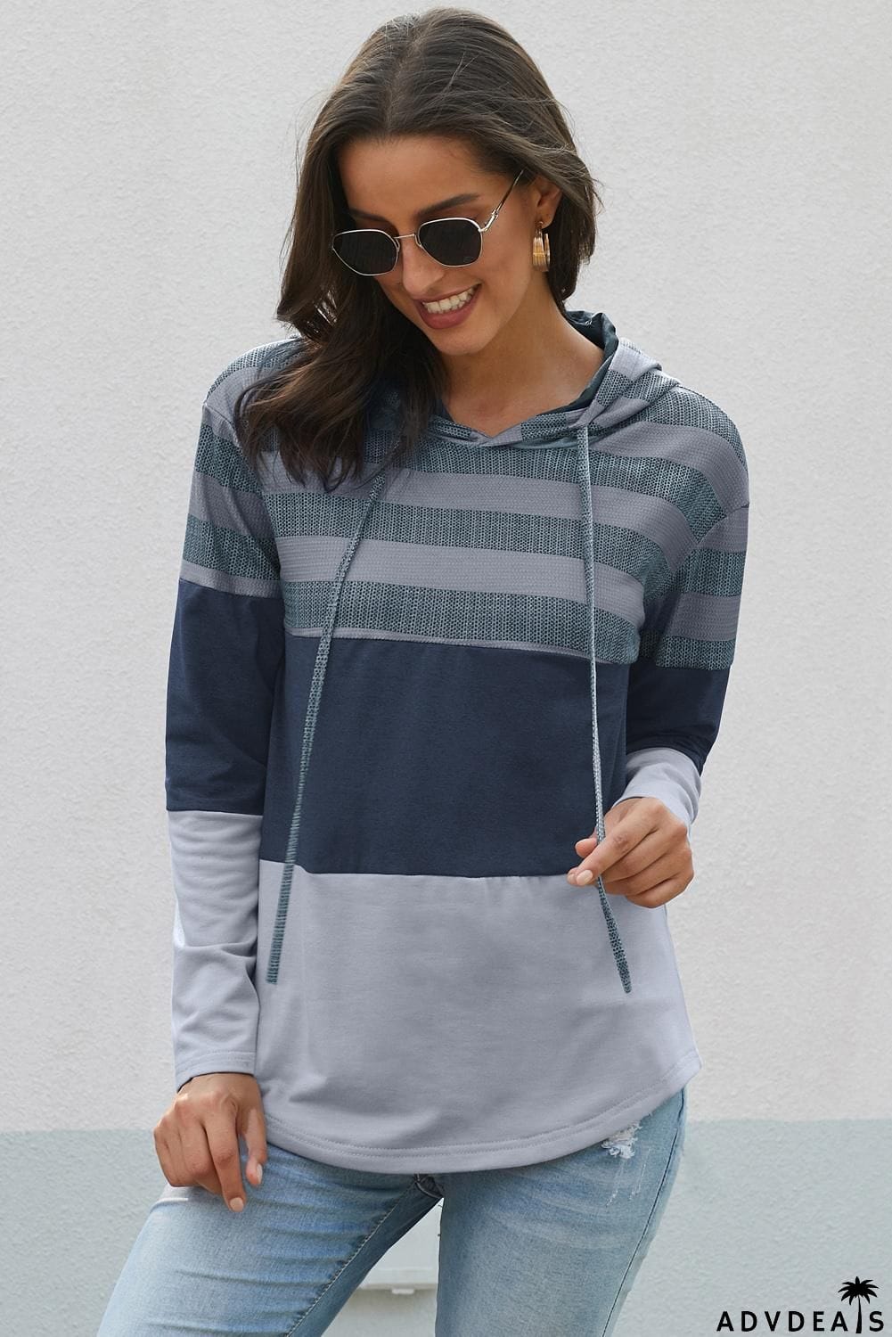 Color Block Drawstring Hoodie