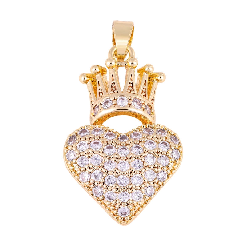 1 Piece Copper Zircon Four Leaf Clover Round Heart Shape Pendant Jewelry Accessories