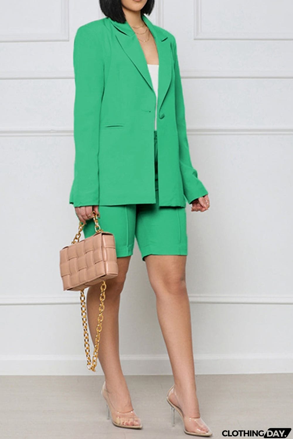 Long Sleeve Blazer and Shorts Set