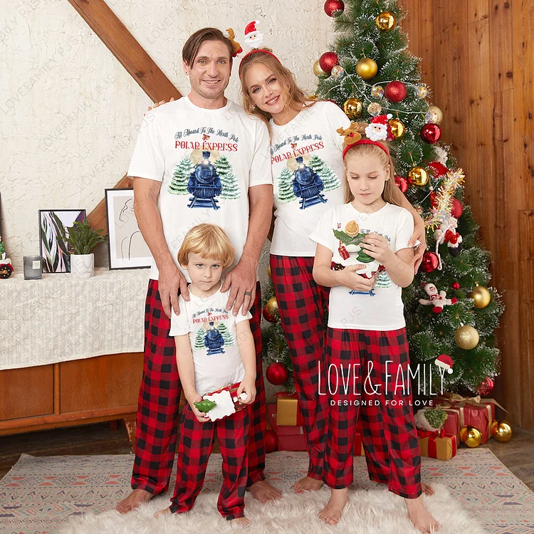 Polar Express Family Matching Pajamas Christmas Short Sleeve PJs Sets