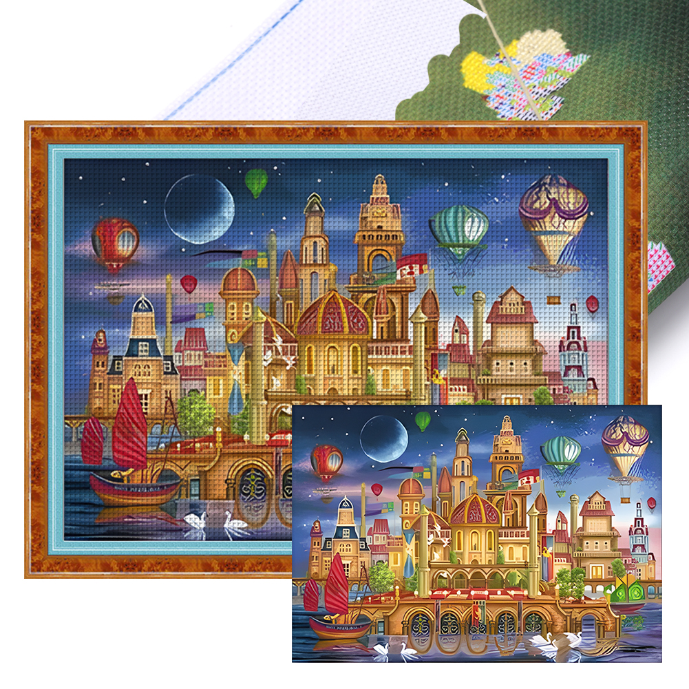 Dream Castle Full 11CT Pre-stamped Canvas(80*60cm) Silk Cross Stitch