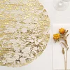 10 Pack | 13" Metallic Gold Foil Mesh Table Placemats, Disposable Round Shiny Dining Mats