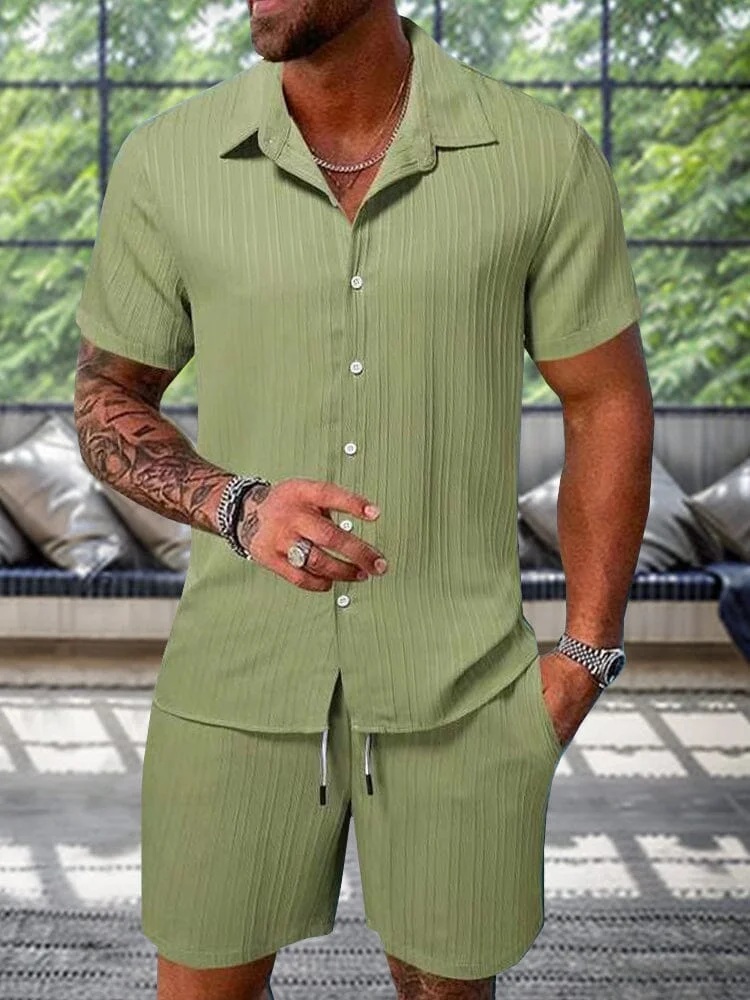 Leisure Textured Shirt Set QueenFunky