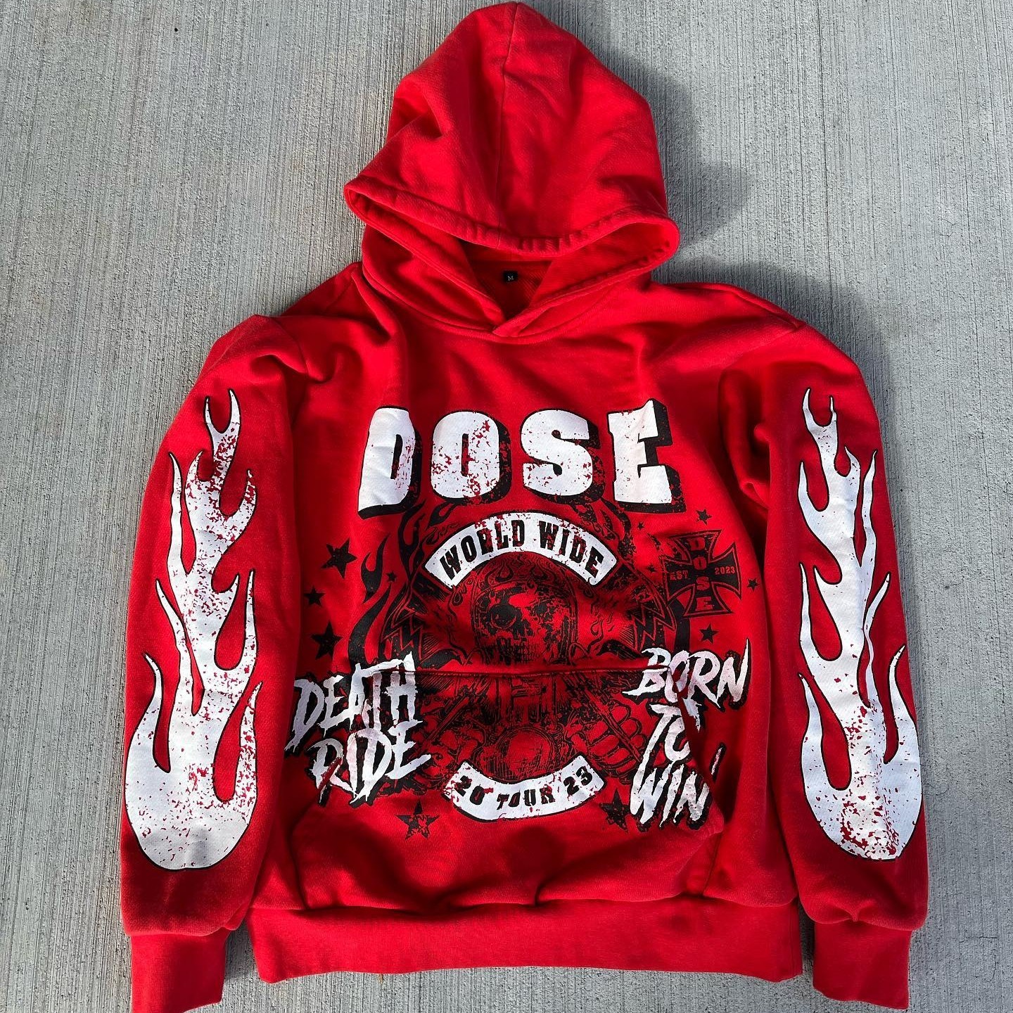Sopula Retro Death Ride Street Pattern Pocket Hoodie - SOPULA