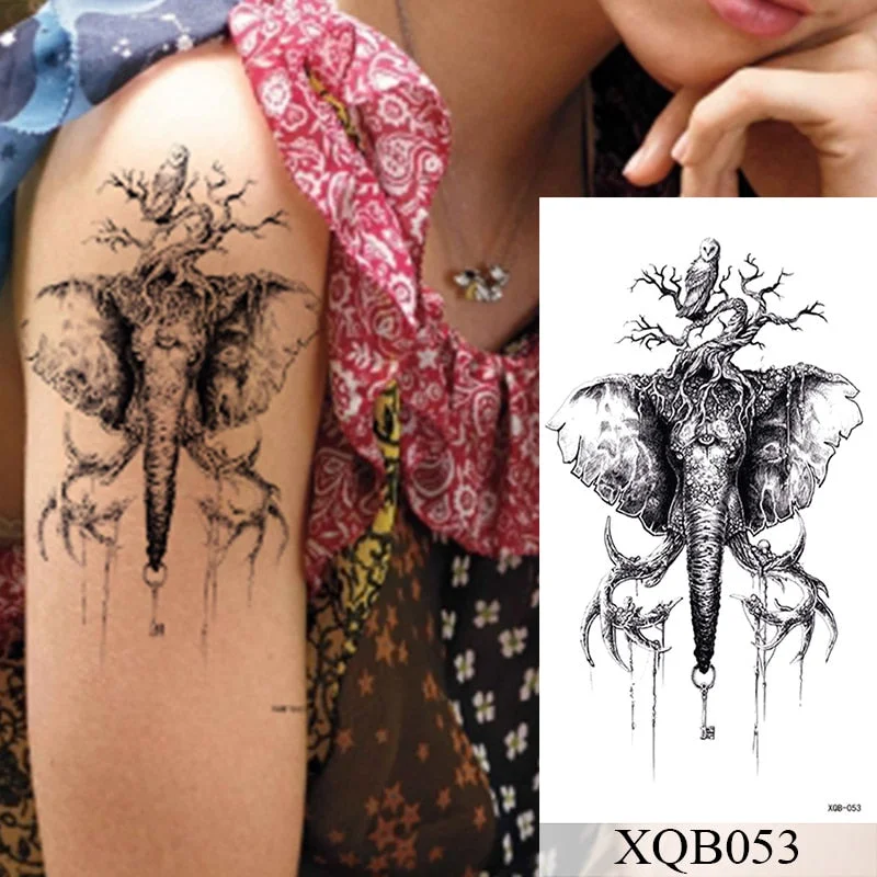 1Sheet Waterproof Temporary Tattoo Sticker Rose Owl Flash Tattoos Spider Skull Sanskrit Body Art Arm Fake Tatoo Women Men