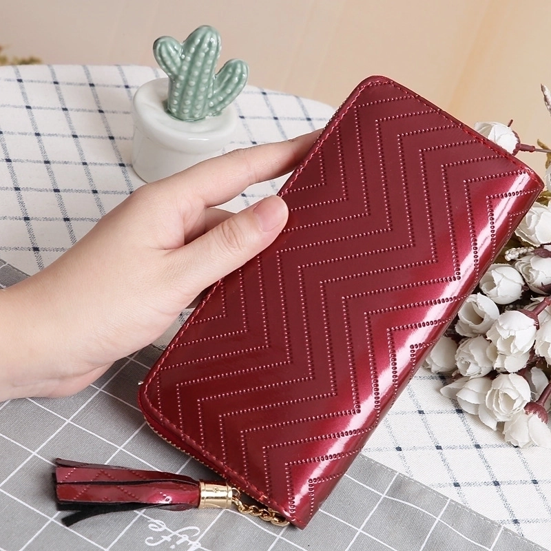 Fashion Candy Color Tassel Plaid Long Zipper Wallet