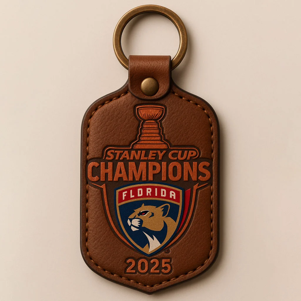 Florida Panthers 2025 Stanley Cup Champions Leather 3D Keychain