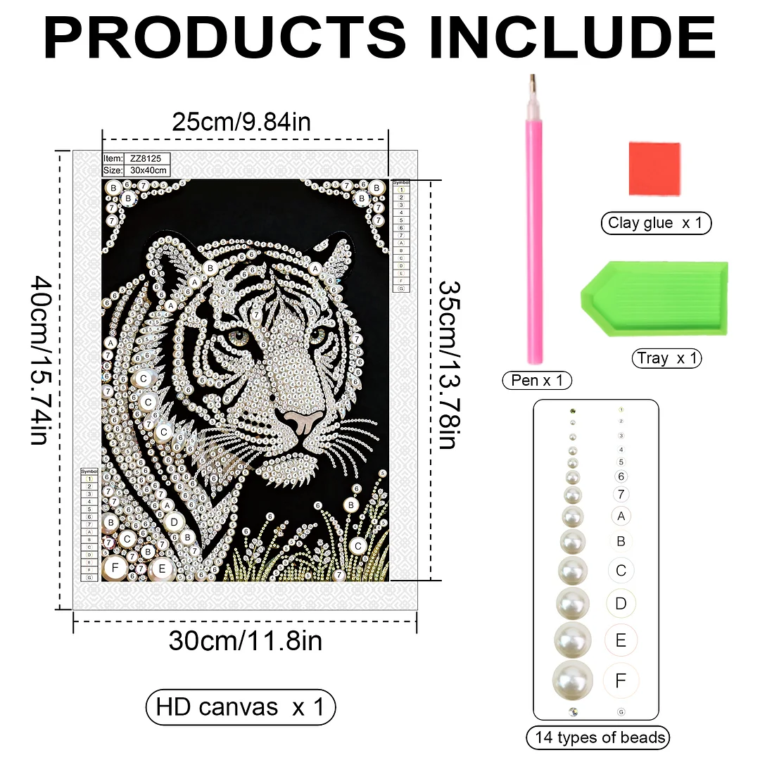 Tiger Special Shaped 5D DIY Partial Drill Diamond Painting Kit Home Art 30x40cm