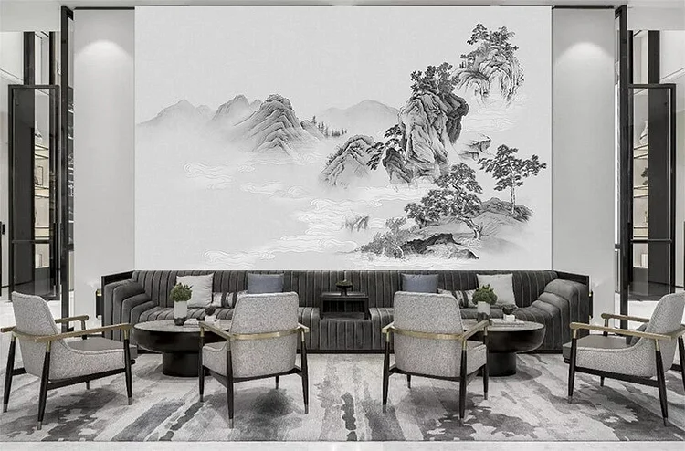 SM1018  Wash and Ink Landscape  - Wall Mural