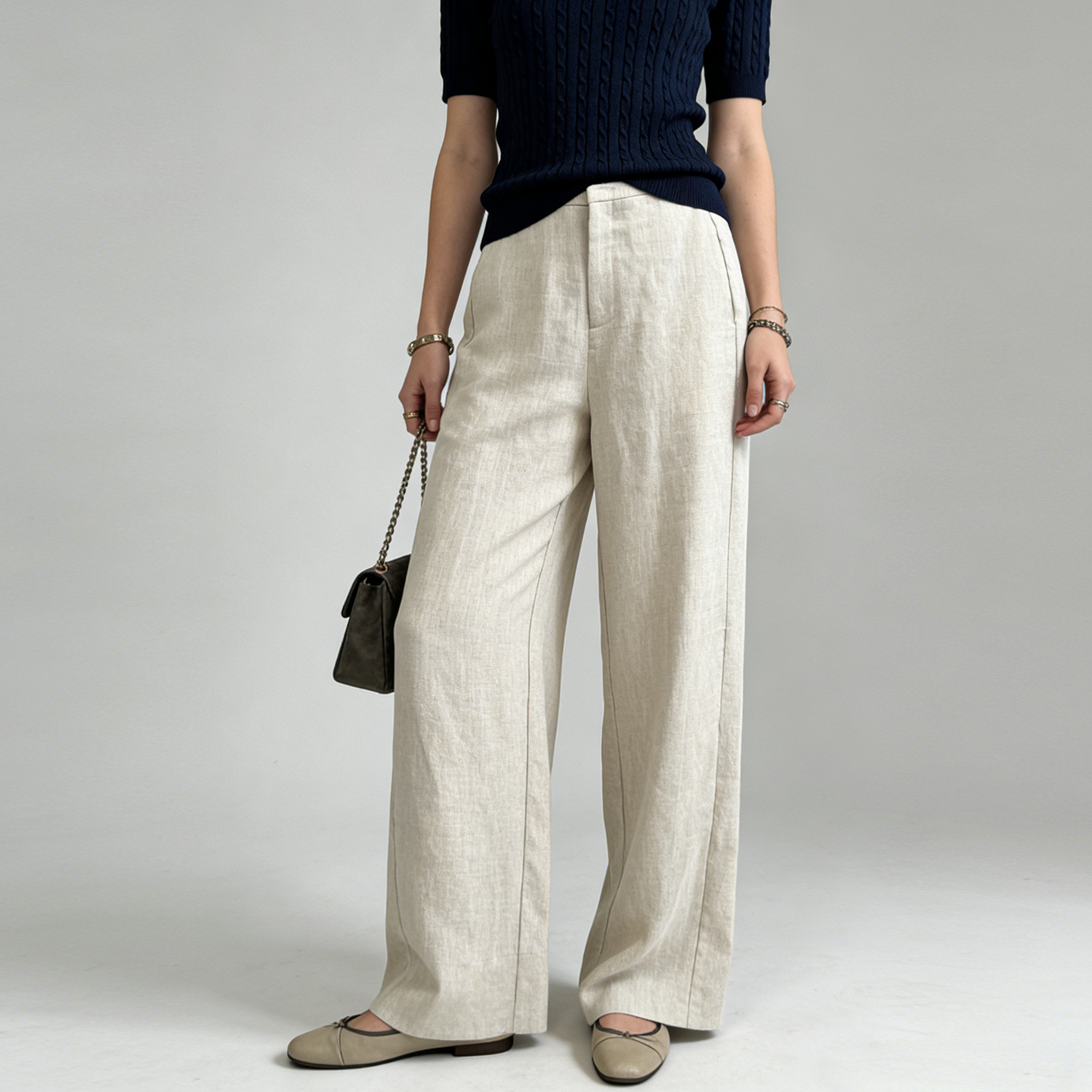 Linen Pants Women 100% Linen Straight Leg Trousers REAL SILK LIFE