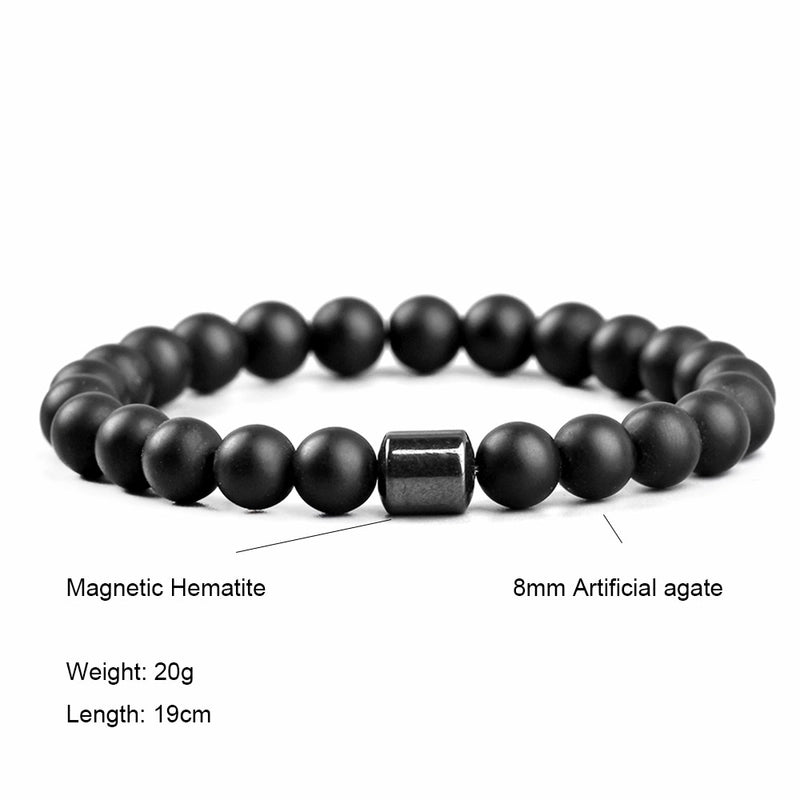 Natural Stone Beaded Bracelet Europe And America Hot Selling Men’s Volcanic Stone Magnetic Black Gallstone Beaded Bracelet
