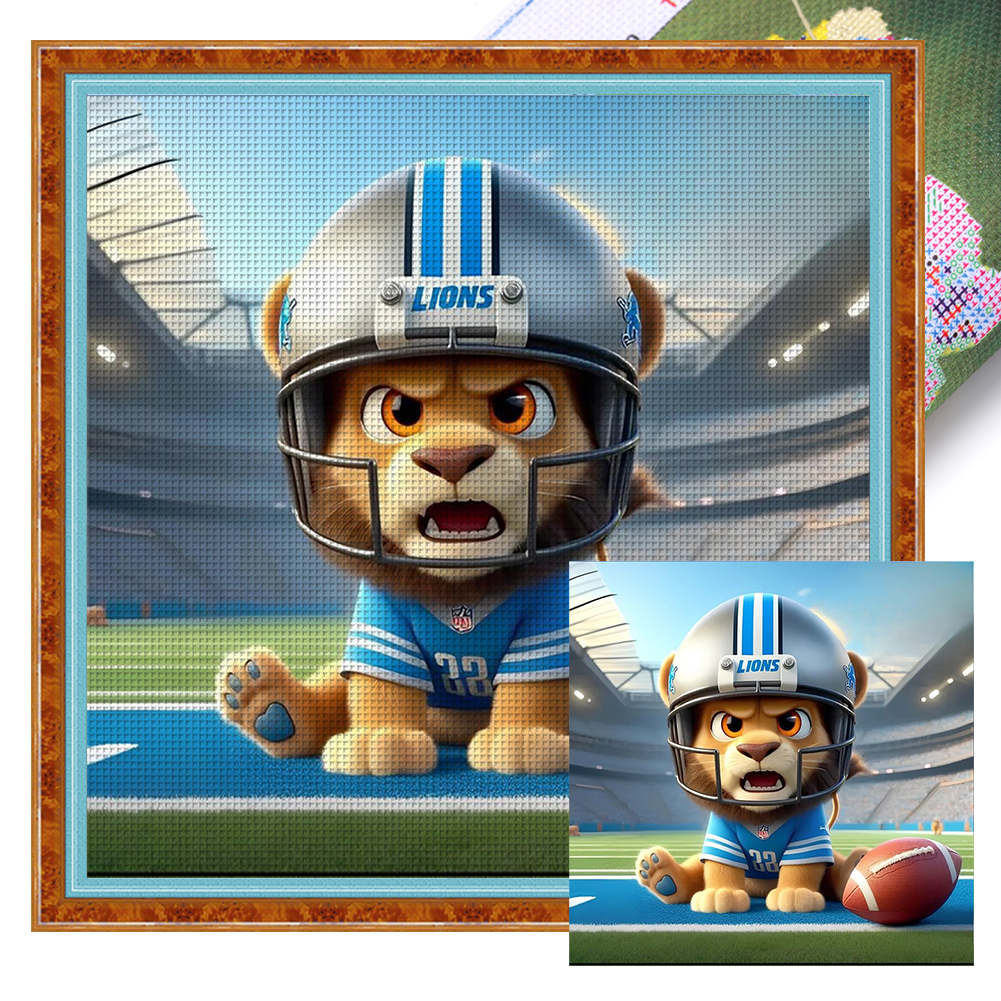 Detroit Lions Full 11CT Pre-stamped Canvas(40*40cm) Cross Stitch