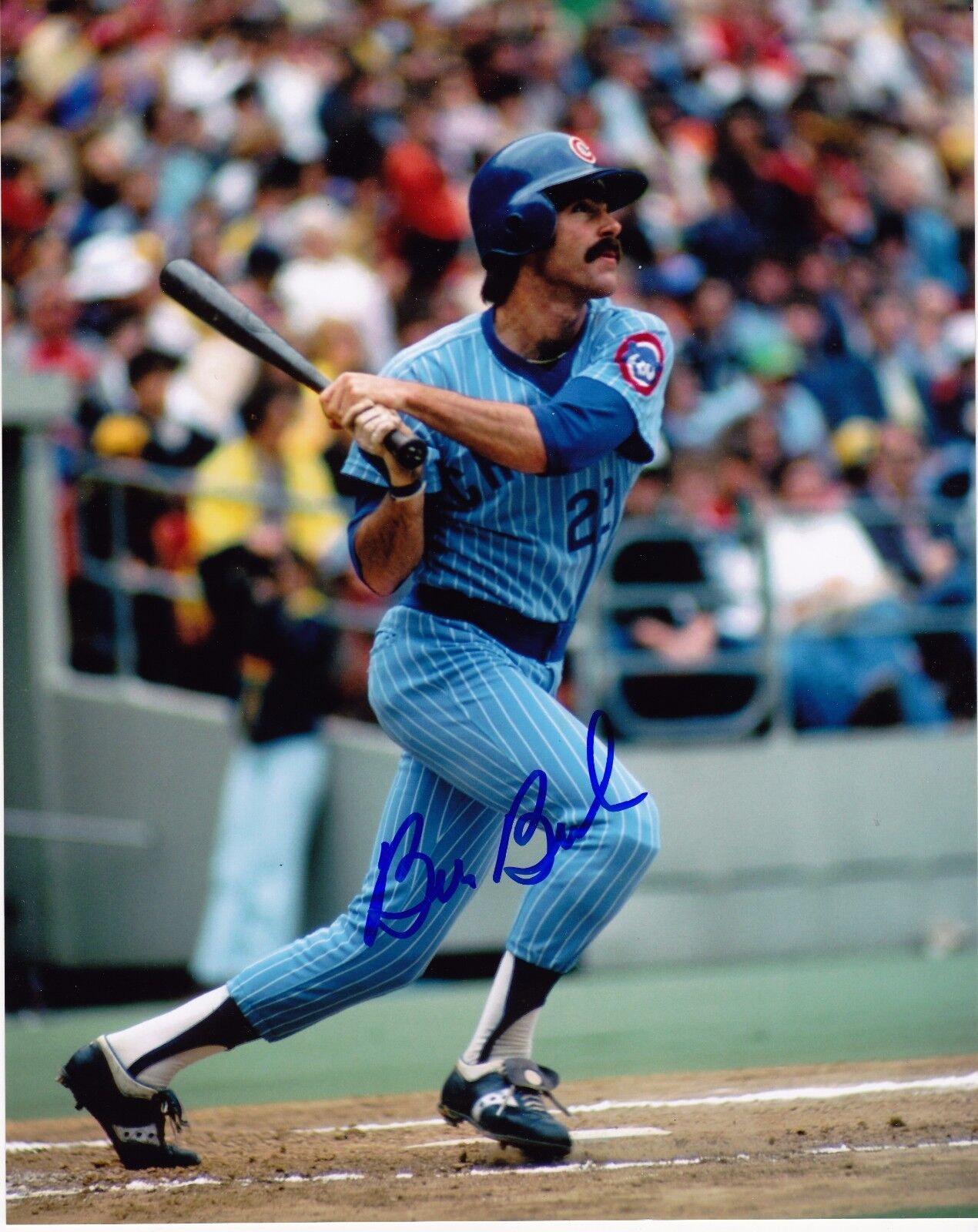 BILL BUCKNER CHICAGO CUBS ACTION SIGNED 8x10