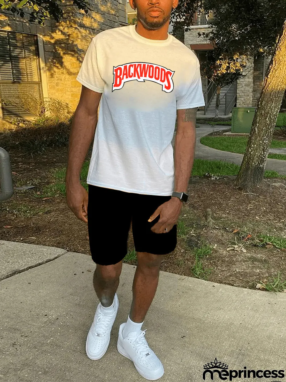 Plus Size summer backwoods print t-shirt set Casual sleeve shorts two-piece set