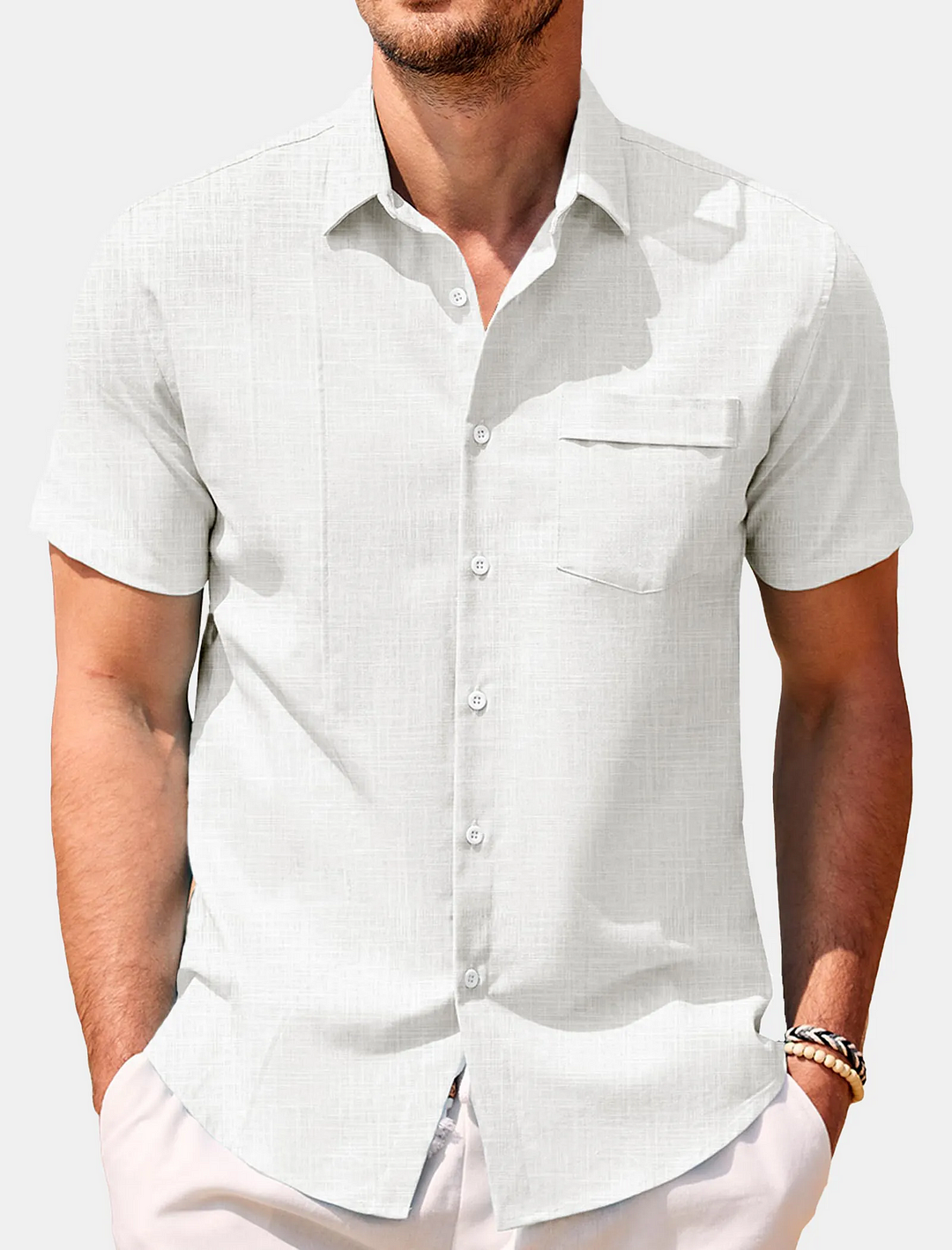 Suitmens Men's Solid Color Comfortable Loose Short Sleeve Shirt