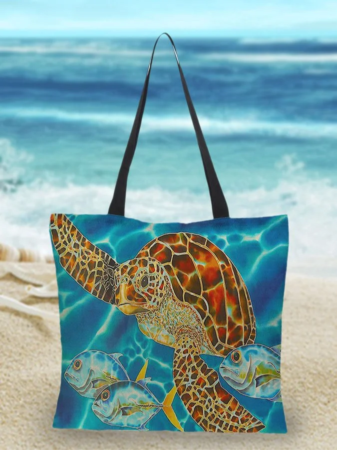 Turtle Print Tote Bag