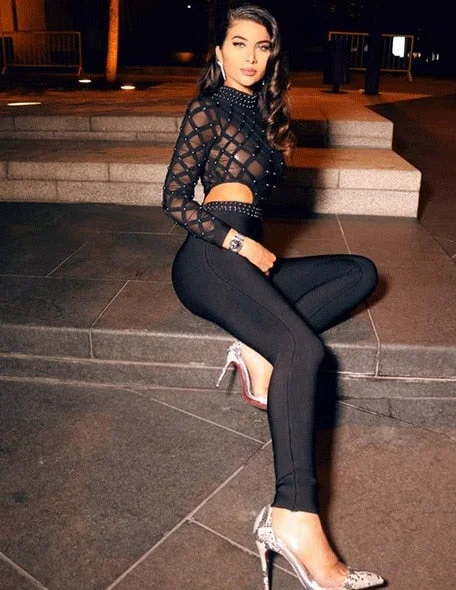Long Sleeve Beaded Lace Bodysuit