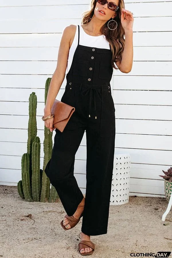 Matter of Time Pocketed Adjustable Waist Jumpsuit