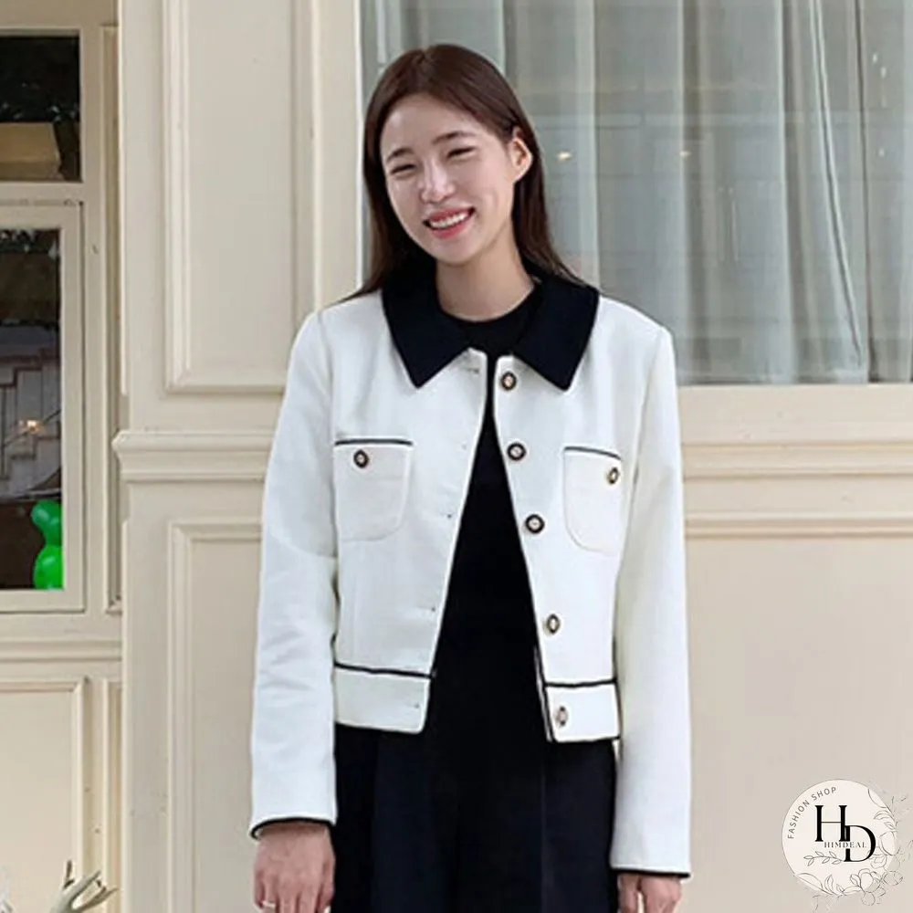 Autumn Korean Fashion Temperament Warm Short Jacket Women Elegant Lady Coats Single Button
